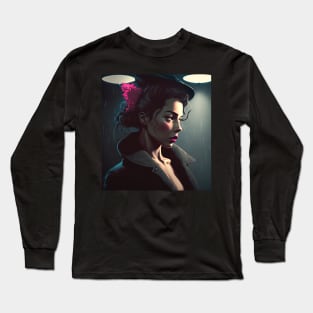 Woman In 1960s Color Film Noir Long Sleeve T-Shirt